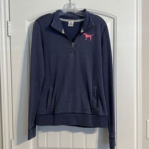 PINK Distressed Navy Blue Sweatshirt